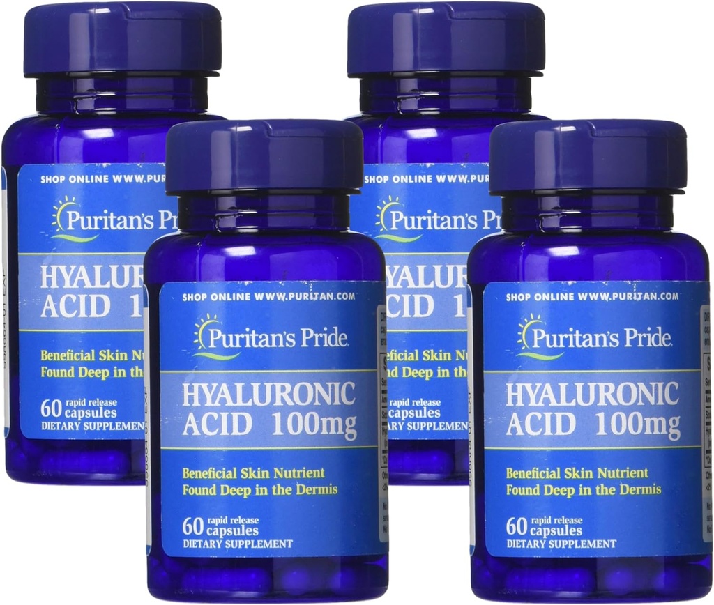 Puritan's Pride Hyaluronsäure 100 mg Kapseln, 60 Zähler (Pack von 4)