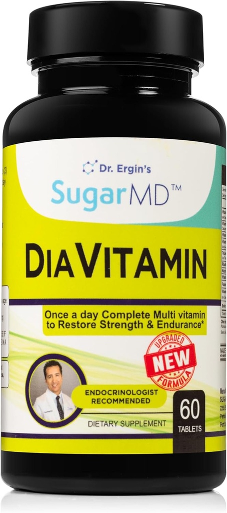 Formule de supplément de diavitamine de sucreMD – Multivitamine pour les hommes et les femmes – Multivitamines et minéraux – 60 comprimés multivitamines – Restaurer la force et l'endurance – Non-OGM – Sans gluten