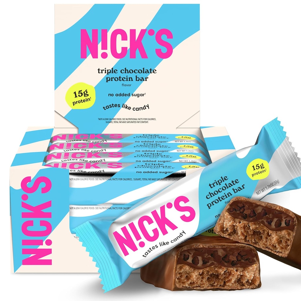 Barres protéinées à trois chocolats – boîte de 12-Counting, haute teneur en protéines, faibles teneurs en calories, faibles teneurs en glucides, bon kéto, pas de sucre ajouté