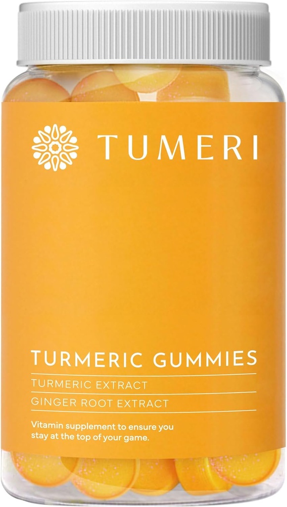 TUMERI Turmeric and Ginger Gummies – Turmeric Curcumin Joint Support Supplement - 60 Count Natural Tropical Fruit Flavored Vegan Gummies