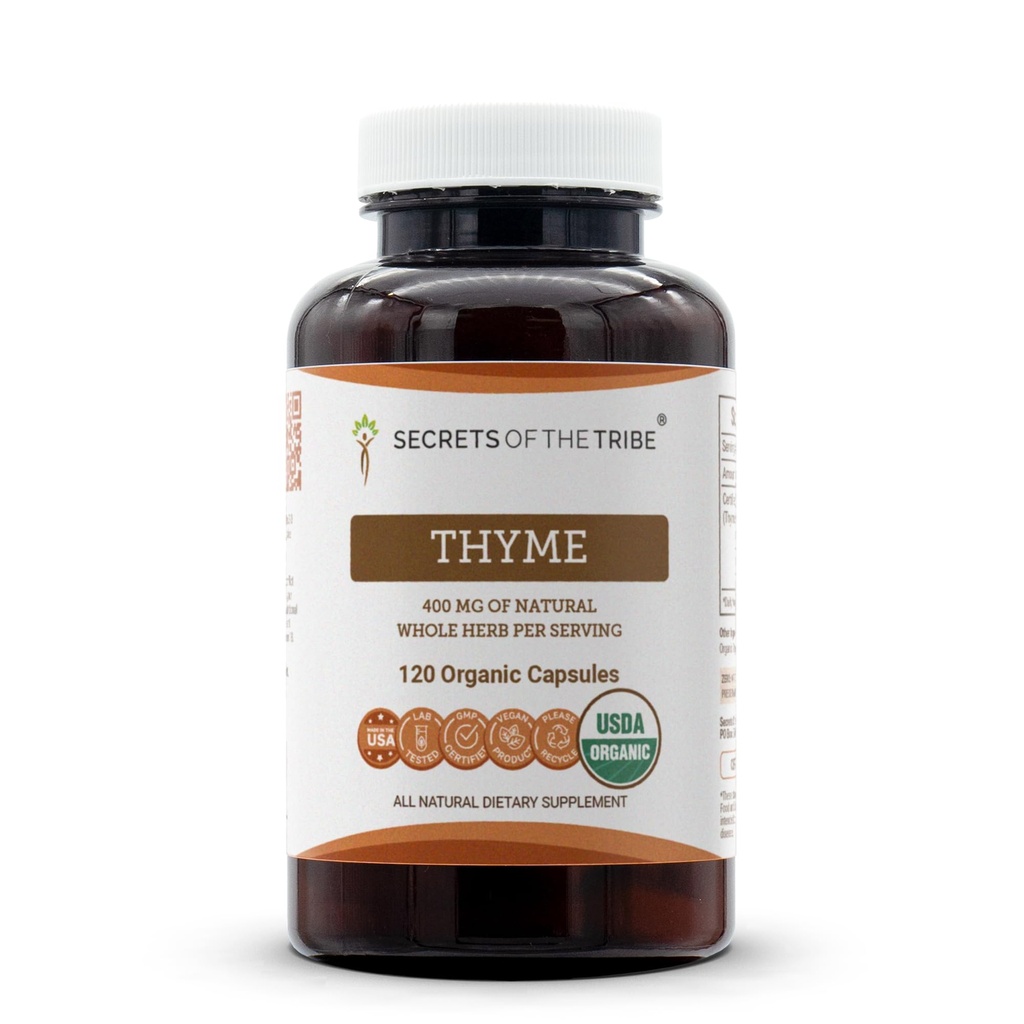 Geheimnisse des Tribe Thyme USDA Organic | Hergestellt mit vegetarischen Kapseln und Certified Organic Thyme (Thymus Vulgaris) getrocknete Blatt (120 Kapseln)