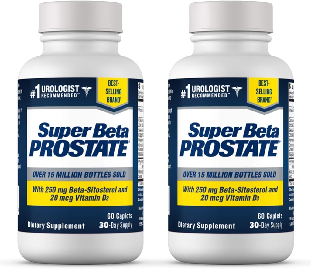 SUPER BETA PROSTATE-Unterstützung für die Gesundheit von Männern - Reduzieren Sie Badausflüge, fördern Sie Schlaf, bessere Blasen Leeren & Gesunde Prostata, Beta Sitosterol - 60 Count (Pack von 2)