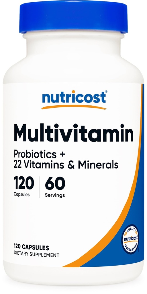 Nutricost Multivitamin mit Probiotika 120 Vegetarische Kapseln - verpackt mit Vitaminen und Mineralien
