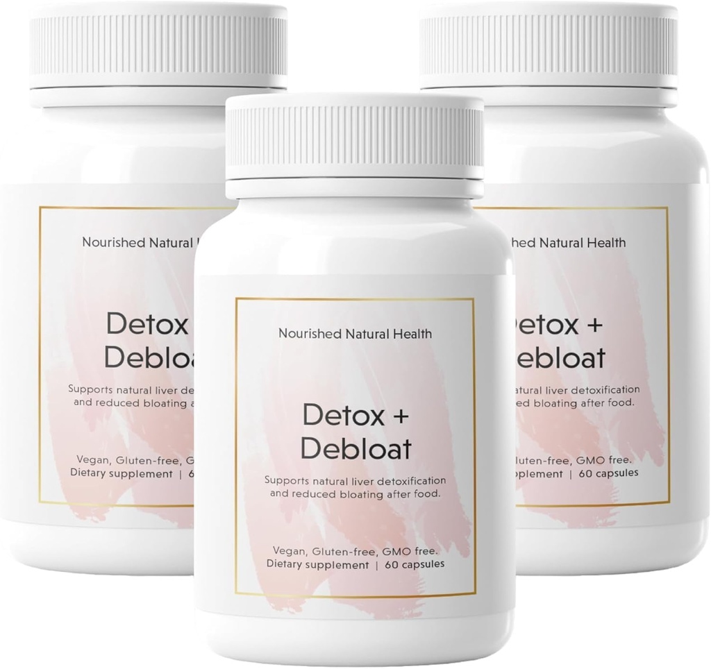 Nourished Natural Detox + Debloat - Milk Thistle & Dandelion Root Vegan Ergänzung für Frauen - Bloating Relief & Verdauung Unterstützung - 180 Kapseln
