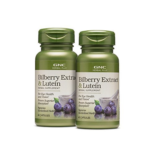 GNC Kräuter Plus Bilberry Extrakt und Lutein | Unterstützt Augen- und Vision-Gesundheit | Twin Pack (2 x 60 Zähler)