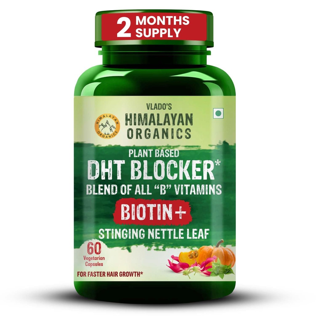 Himalayan Organics Plant-Based DHT Blocker mit Goodness of Nettle Leaves | Fördert Haarwachstum | für Männer und Frauen - 60 Veg Capsules