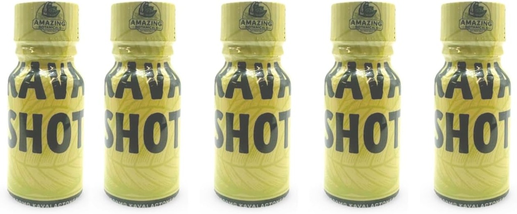 Erstaunliche Botanik KAVA Shot - 500mg Kavalactone - Original Flavor - Nahrungsergänzung - 5 Count - 10ml
