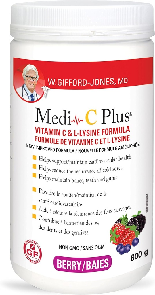 Dr. Gifford-jones Bevorzugte Ernährung Medi-C Plus Vitamin C & L-Lysin Formel Berry Aroma 600g