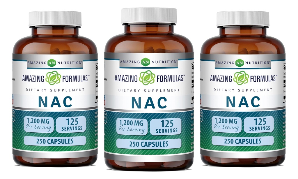 Erstaunliche Formeln NAC 600 Mg | N-Acetyl Cystein Ergänzung | Kapseln | Non-GMO | Gluten Free | Made in USA (3 Pack, 250 Count)