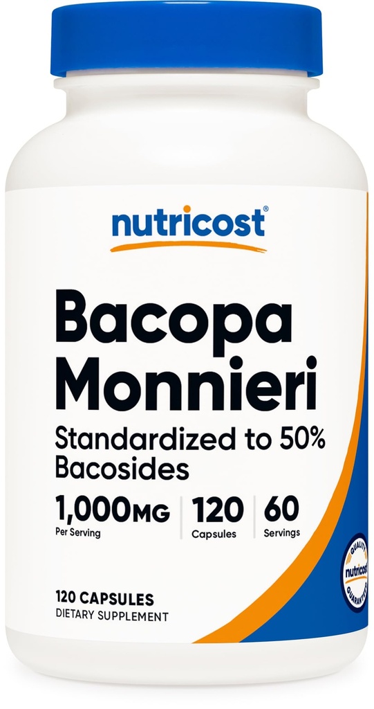 Nutricost Bacopa Monnieri 1.000mg, 120 Kapseln (60 Servierungen) - Non-GMO, Glutenfrei und vegetarisch Freundlich