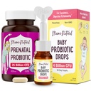 Mama Probiotique naturel prénatal et bébé Probiotique gouttes Bundle – Gut, vaginal et immunitaire Support pour maman + Confort digestif pour bébé avec bébé probiotiques – Bundle & Save