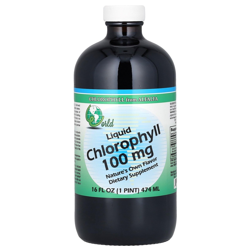 Complément de chlorophylle biologique mondial liquides, 100 mg, 16 once, 16 Fl Oz (paquet de 1)