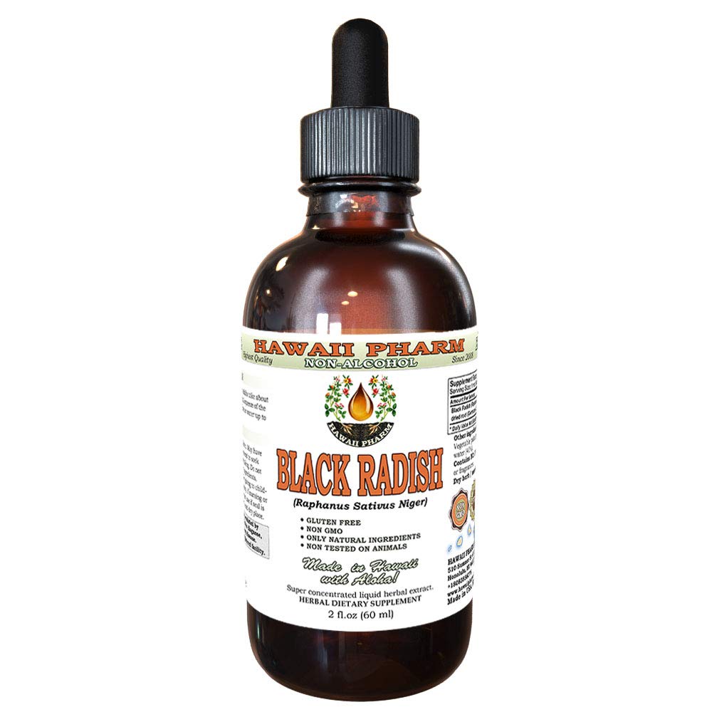 Hawaii Pharm Black Radish Alcohol-Free Liquid Extract, Black Radish (Raphanus Sativus Niger) Getrocknete Wurzel Glycerit natürliche Kräuterergänzung 2 oz