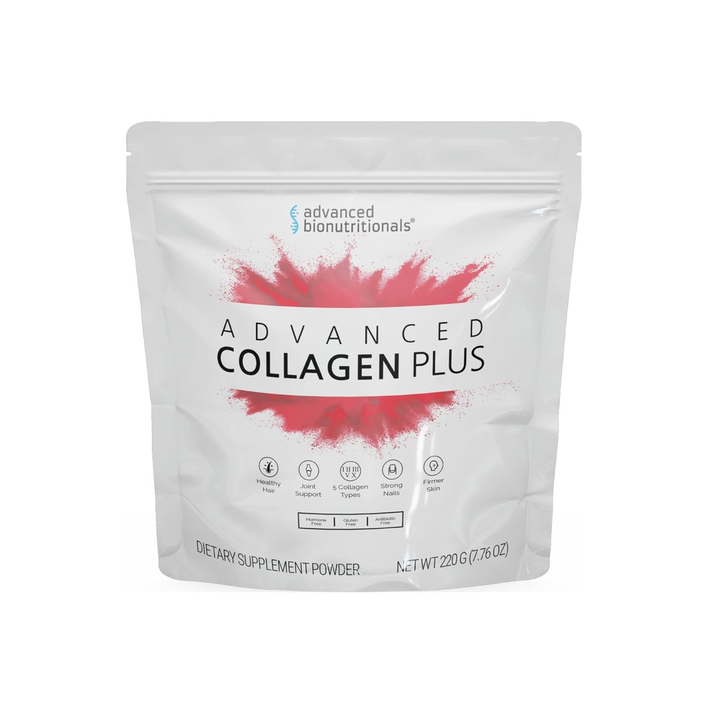 Advanced Collagen Plus Powder – 5 Arten Collagen (I, II, III, V, X) mit Biotin & Chondroitin Sulfat – Unterstützt Haut, Haar, Gelenke & Nails – Entflammt, Easy-Mix Formel