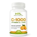 Vitamin C + ZINC | C - 1000 | VIT C 1000mg | Zink 25mg | Citrus Bioflavonoids 25mg | Non-GMO & Gluten Free | 120 Kapseln