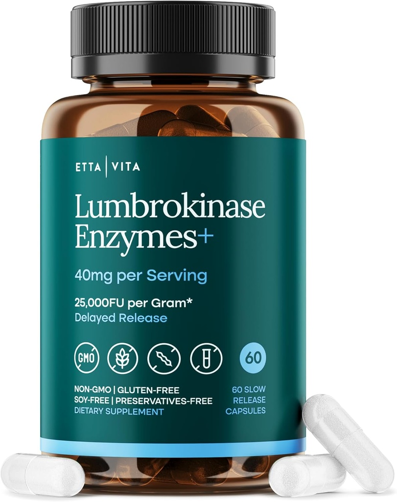 Potent Lumbrokinase Supplement 40mg/Serving (Max Activity - 800.000 Units) - Lumbrokinase Enzymes Kapseln für Energieunterstützung, Verdauung, Detox, Kognition & Gut Gesundheit - Ähnlich wie bei Nattokinase