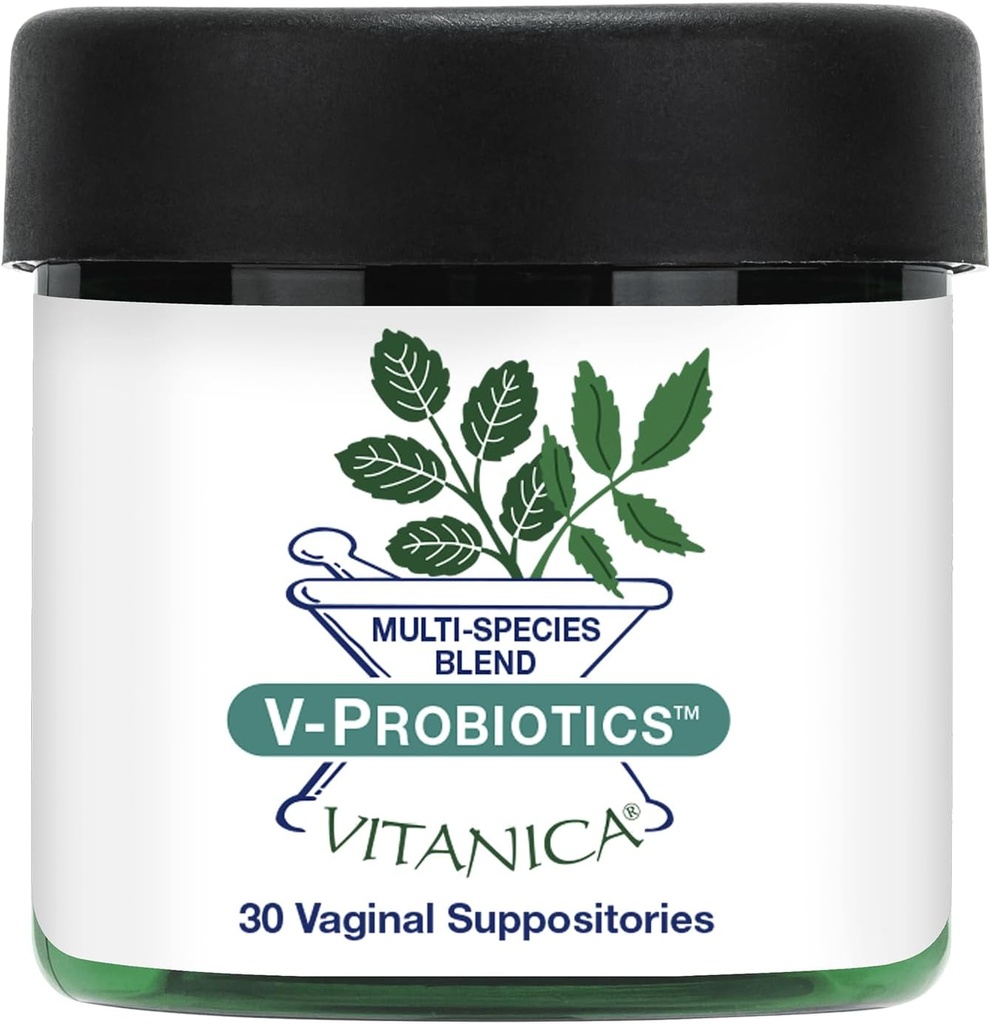 Vitanica V-Probiotiques - Probiotiques pour les femmes - Suppositories vaginales avec Lactobacillus Rhamnosus, Gasseri et plus - Supplément santé des femmes - Pro Logo - 30 Suppositories vaginales