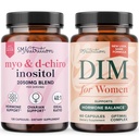 SMNutrition Women's DIM Supplement & Myo-Inositol & D-Chiro Inositol | Hormon Balance Bundle mit 40:1 Ratio (30 Servierungen) und 250mg DIM Ergänzung für Frauen Complex (60 Servietten)
