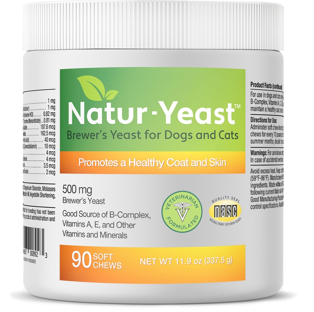 Grüne Tiere Bios Natur-Yeast Brewers Hefe für Hunde und Katzen - Unterstützt Immunsystem & Verdauung, fördert gesunde Haut &amp; eine Glossy-Kleid, 90 Weiche Chews