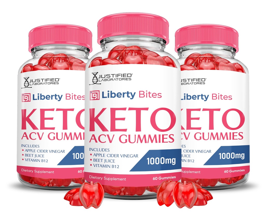 (3 Pack) Liberty Bites Keto ACV Gummies Advanced Formula 1000MG Libertybites Keto Gummies Apfelessig Formuliert mit Granatapfelfettpulver B12 Vegan Non GMO 180 Gummys