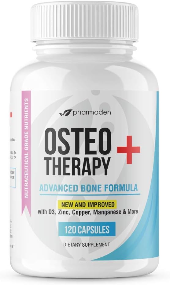 OsteoTherapie+ Advanced Bone Support Supplement - Vitamin C, MK4/MK7, High Absorbing Calcium, Manganese, Magnesium