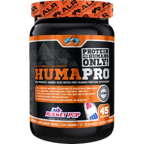 Humapro de ALR Industries Premium Protien Poudre, Rocket Pop, 334 Grams, HumaPro Poudre de protéines pour 510 % plus grande masse maigre - Délicieux mélange de boissons de supplément aromatisées aux fruits, parfait rapport acide amino, 30