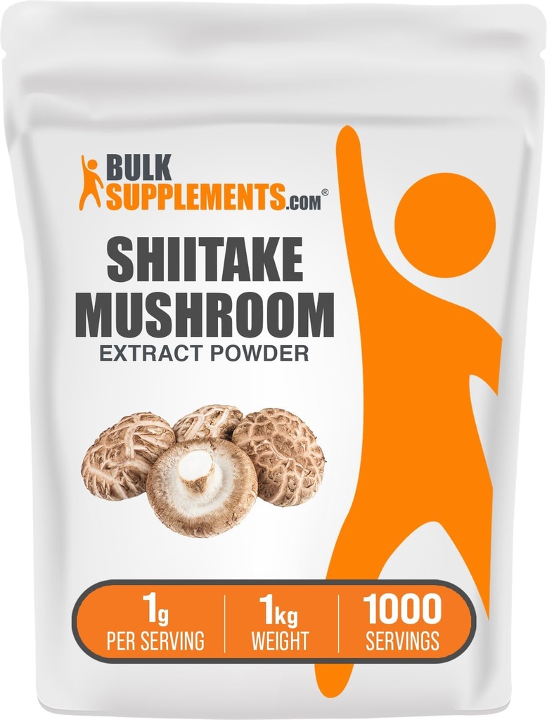 BulkSupplements.com Shiitake Pilzextrakt Pulver - Shiitake Pilzpulverergänzung, Immununterstützung - Vegan & Glutenfrei, 1g pro Servierung, 1kg (2.2 lbs) (Pack von 1)