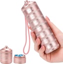 Organisateur de pilules métalliques 7 jours - Imperméable hebdomadaire Pill Box Daily Pill Case avec 7 compartiments, Pill Container for Vitamine Medicine Supplements Fish Oil, Rose