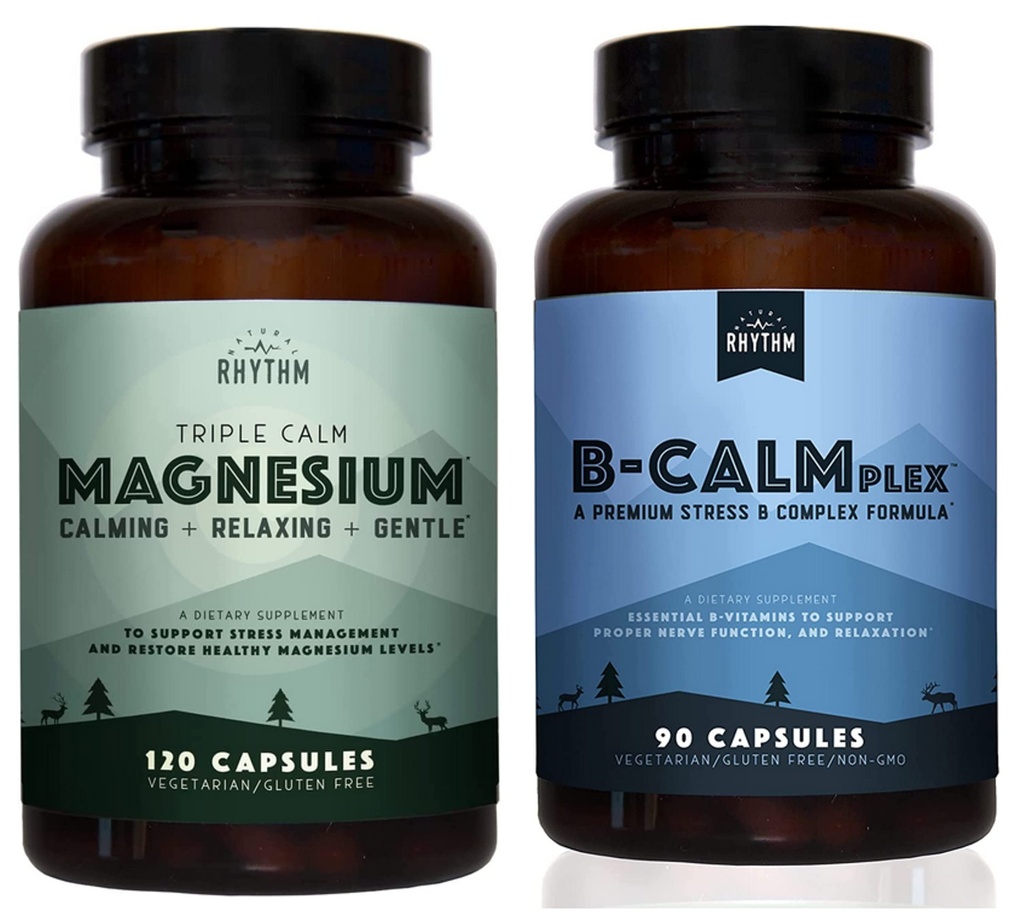Rhythme naturel - Triple Calm Magnésium 150mg, 120 Capsules + B-CALMplex, Mélange de vitamine B unique, 90 Capsules