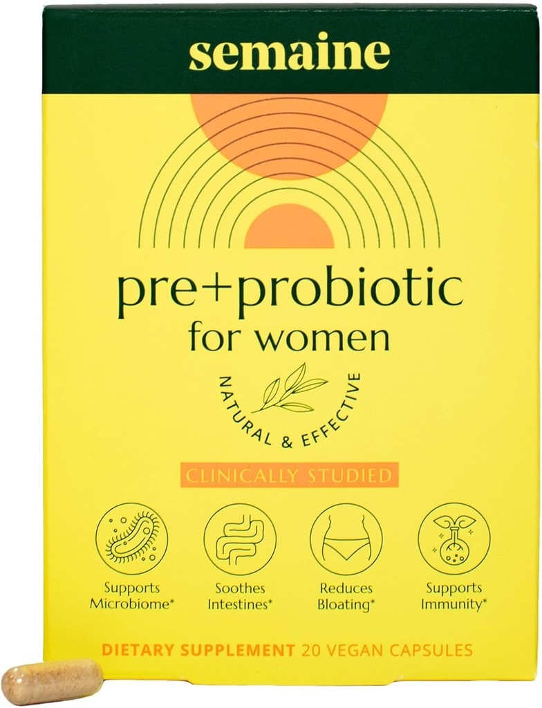 Semaine Super Powered Prebiotic + Probiotic für Frauen, Effektive 3-in-1 Multi-Action-Formel zu Nourish Gut Health, Soothe IBS, Unterstützung Bloat Relief & Immunität Boost, Klinisch-Studied (20 ct)