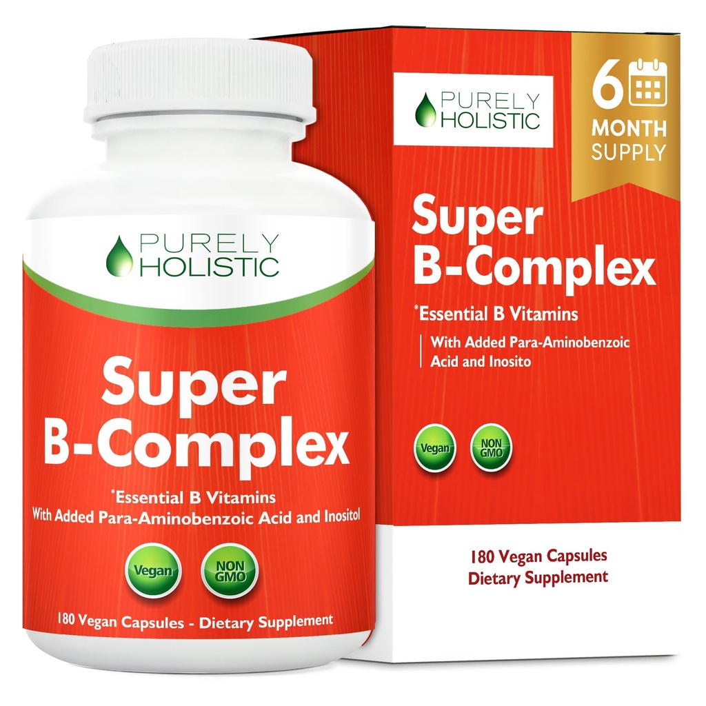 Vitamin B Complex - 8 Super B Complex Vitamine mit Choline & Inositol, Vitamine B1, B2, B3, B5, B6, B8, B9 & B12 - B100 Complex - 180 Vegan Kapseln - 6 Monate Versorgung - Made in USA