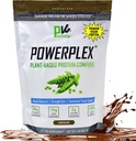PhysiVantage POWERPLEX Poudre de protéines végétales, collagène Alternative - Protéine de pois et de riz biologique à base végétale, sans produits laitiers, sans OGM, soutient la récupération musculaire et articulaire, adouci 2 lb (chocolat)