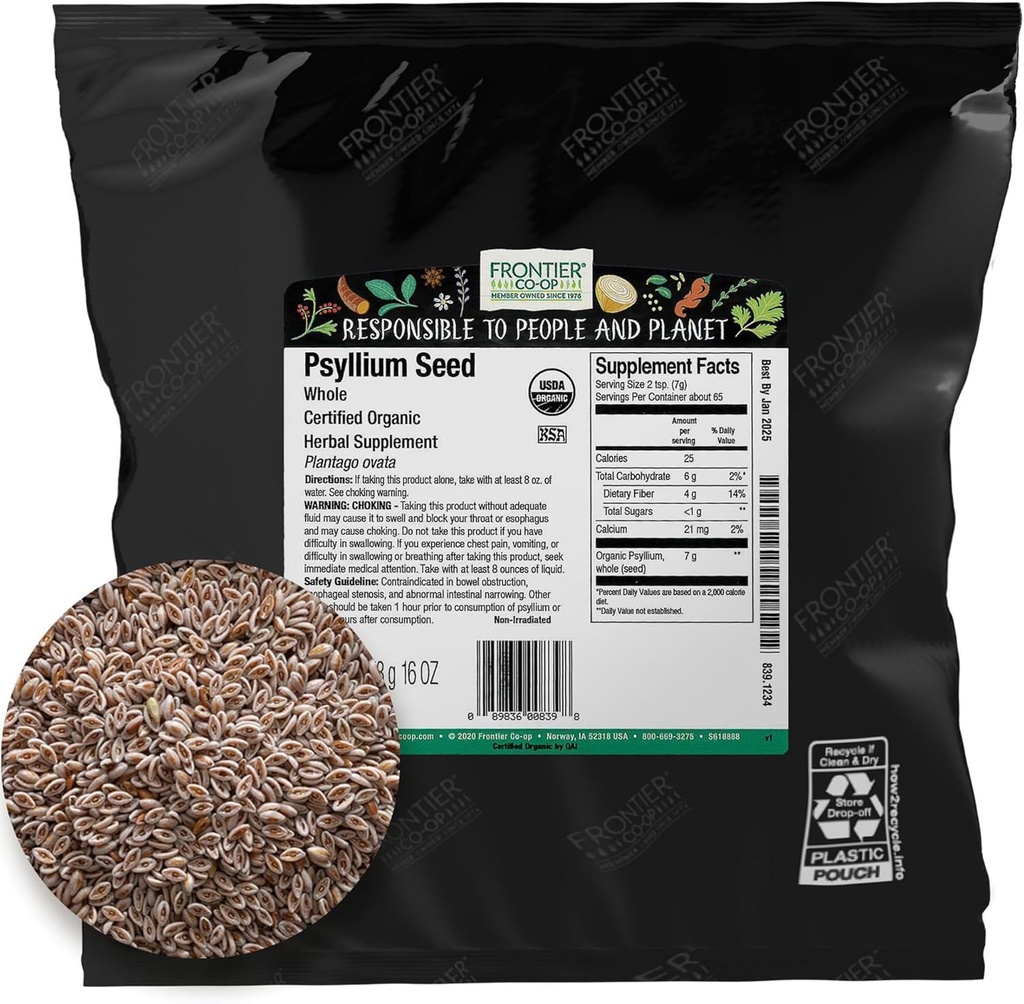 Frontier Co-op Graine de Psyllium organique entière 1lb