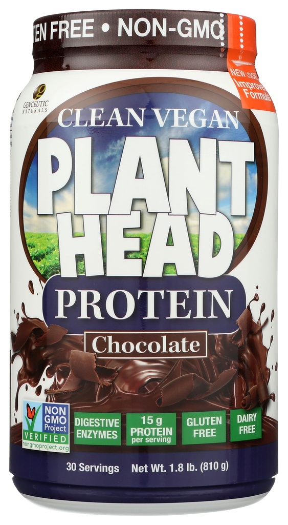Genceutic Naturals Plant Head Protein complément alimentaire, chocolat, 1,8 livre