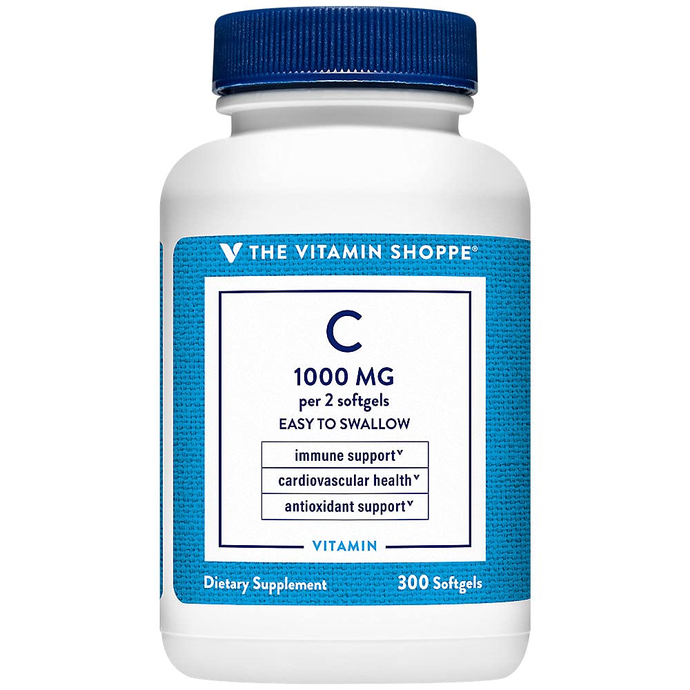 Der Vitamin Shoppe Vitamin C 1.000MG, leicht zu schlucken, Antioxidans, die Immun- und Herz-Kreislauf-Gesundheit (300 Softgel) unterstützt