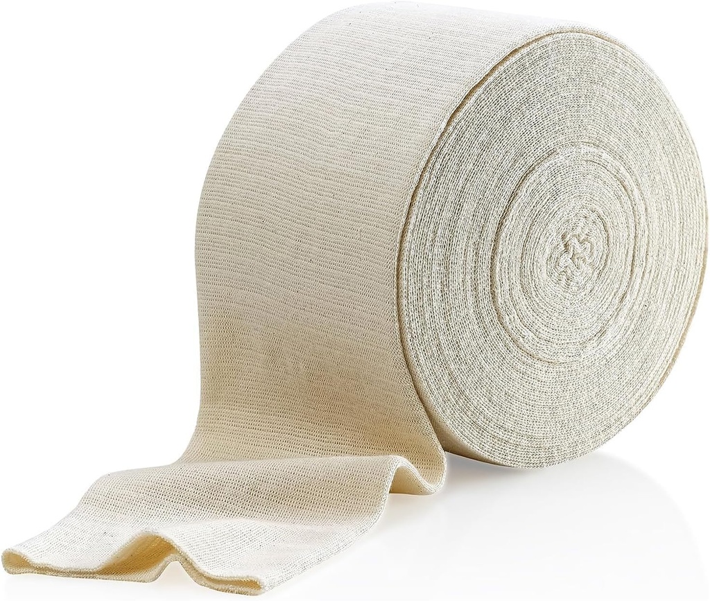 Bandage de soutien tubulaire élastique Taille F, 10M Boîte - Couleur naturelle (4" x 33 pieds) pour le gros bandage de soutien genou -Moyenne à grande cuisse, coton Spandex