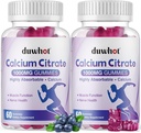 Calcium-Zitrat-Gummien, Kaubares Calcium-Zitrat 1000mg für Knochen, Muskel- und Immununterstützung, Ultimative Absorption Kalzium-Ergänzungen für Damen und Herren, Blaubeere, 120 Chews