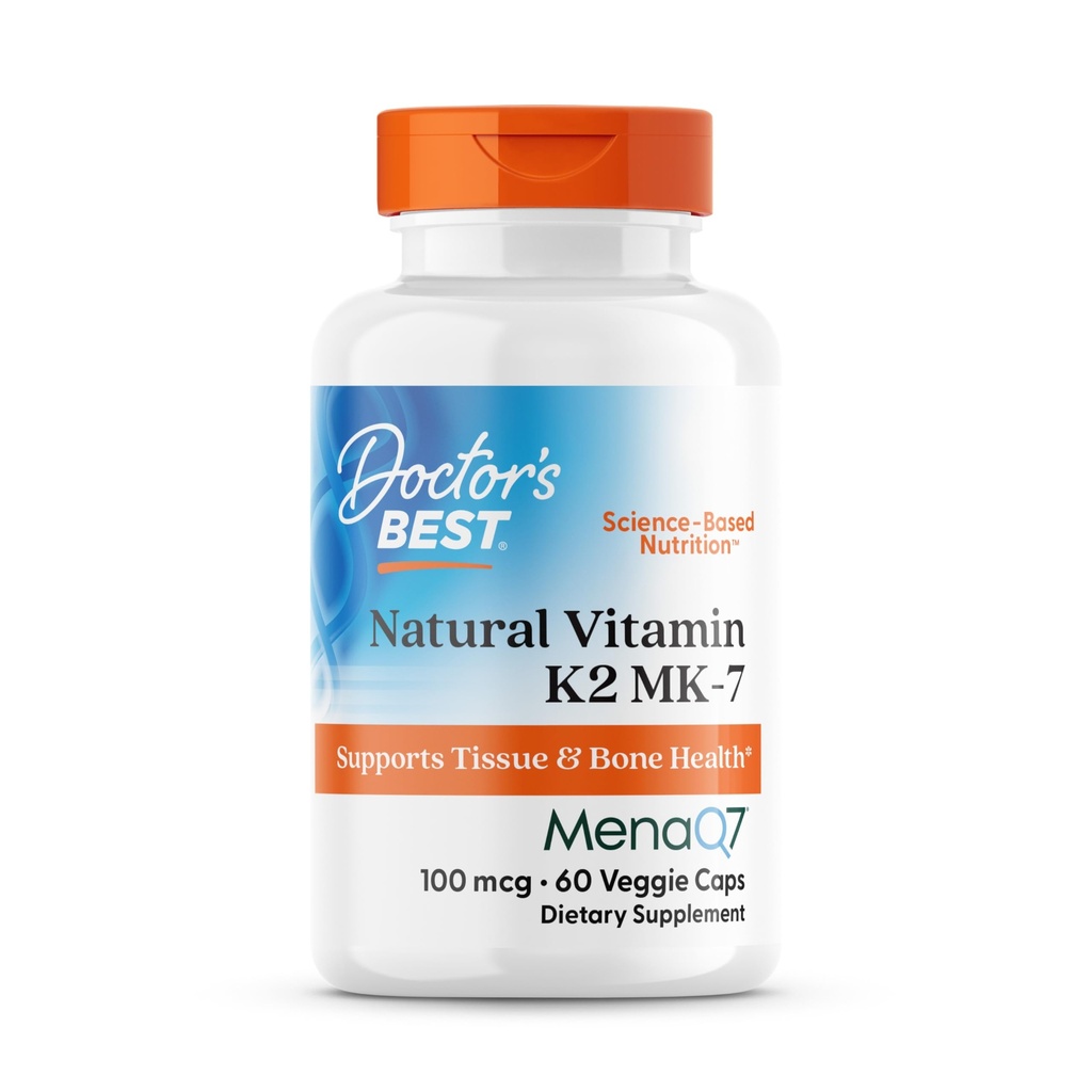 Le meilleur supplément de vitamine naturelle K2 MK7 pour les hommes et les femmes - Bone Health Support, 100 mcg Vitamine K-2 MK-7 Capsules avec MenaQ7, Calcium Support, Non OGM, Vegan - 60 Veg Caps