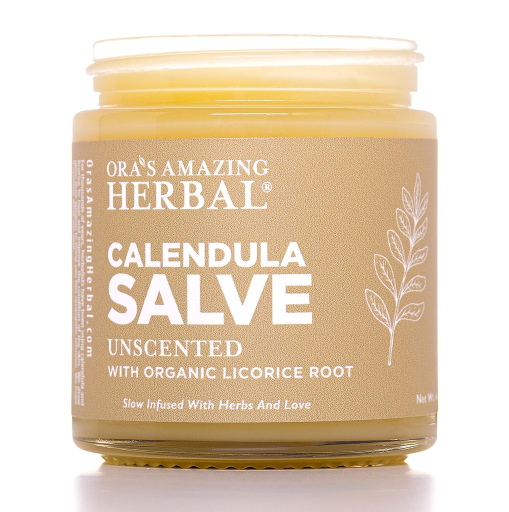 Calendula Salve, Calendula Cream, Zeichnen von Salve, Calendula Salbe, Oras erstaunliche Kräuter, Kokosnussfreies Salz mit Bio Calendula und Licorice Root, 4 Unzen