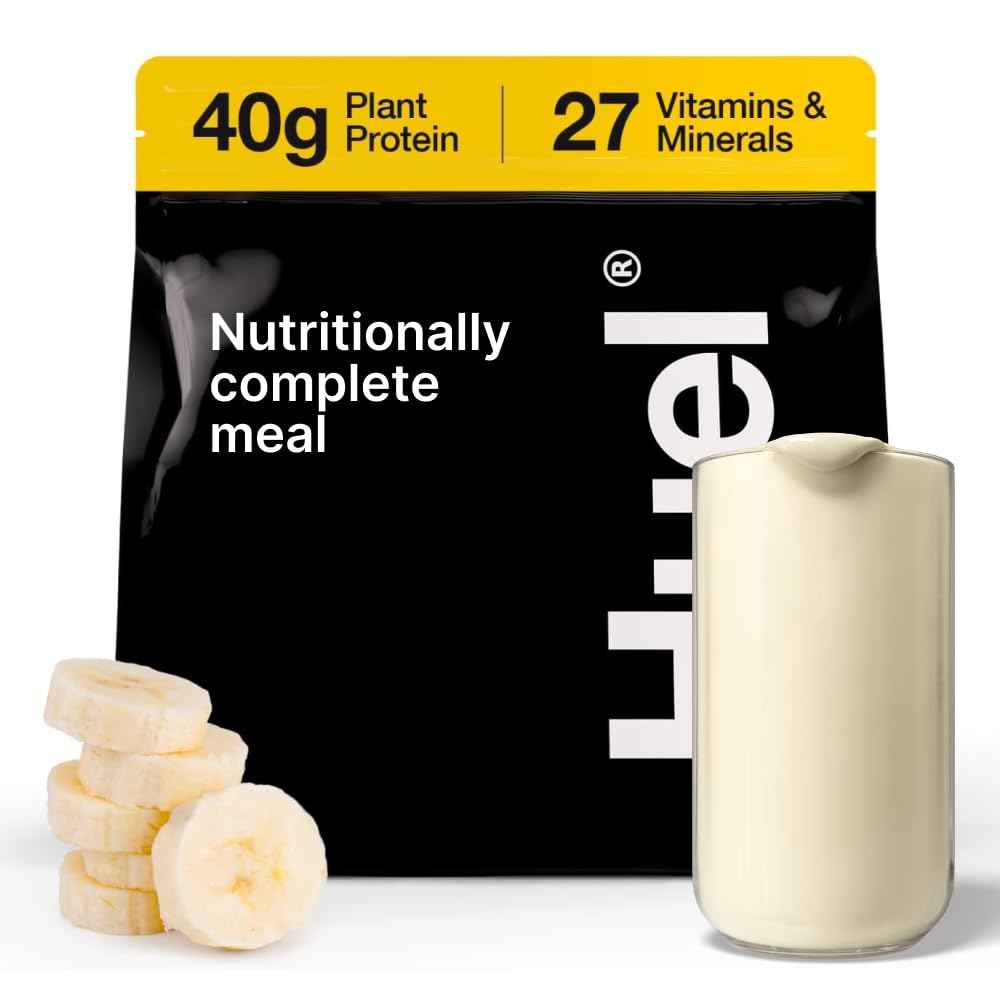 Huel Black Edition | Banana 40g Vegan Protein Pulver | Nutritionally Complete Meal | 27 Vitamine und Mineralien, Glutenfrei | 17 Servierungen | Scoop nicht enthalten, um Kunststoff zu reduzieren
