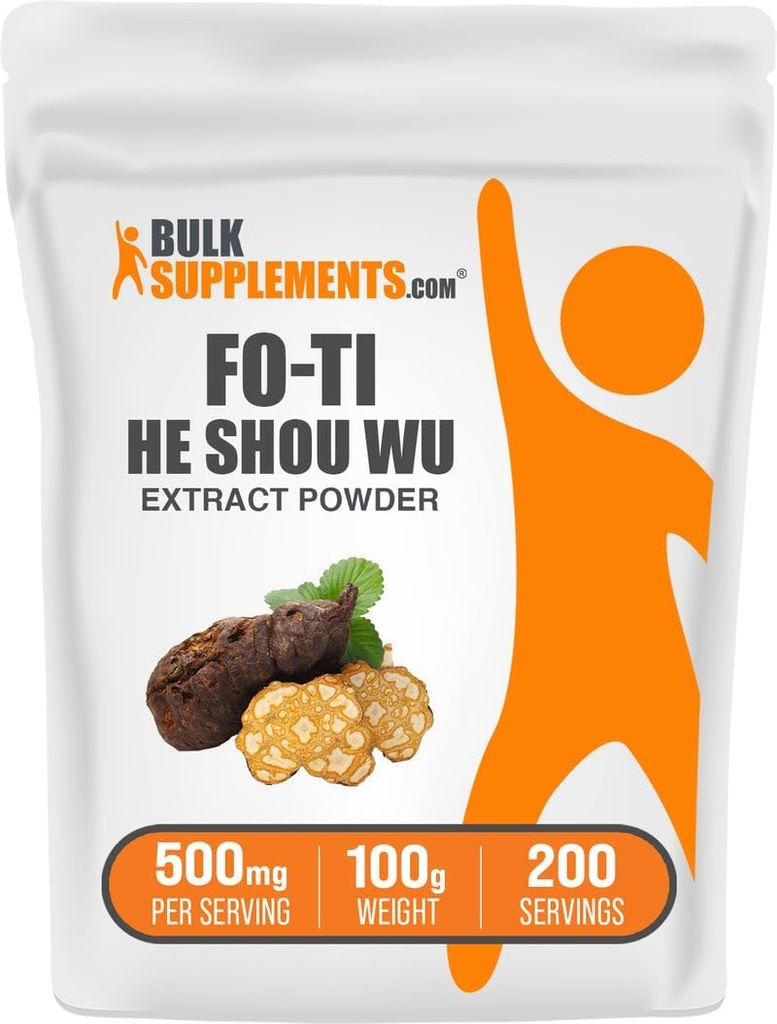 BulkSupplements.com Poudre d'extrait Fo-Ti - Poudre de racine Fo-Ti, He Shou Wu, Supplément à base de plantes - Sans gluten, 500mg par portion, 100g (3,5 oz) (paquet de 1)