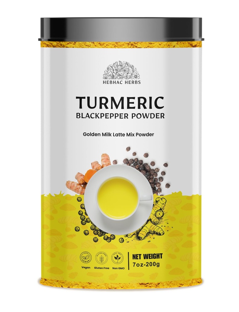 Poudre de curcumine curcuma avec poivre noir - Mélange de latte curcuma avec curcuma curcuma, poivre noir - poudre de mélange de lait d'or