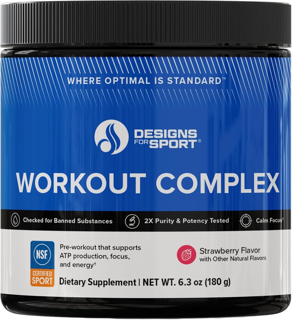 Designs für Sport Workout Complex - NSF zertifiziert für Sport Pre Workout Powder - L-Tyrosin, Acetyl L-Carnitin, Kreatin & Koffein zur Unterstützung Workout Erholung, Energie und Fokus (6.3 oz)
