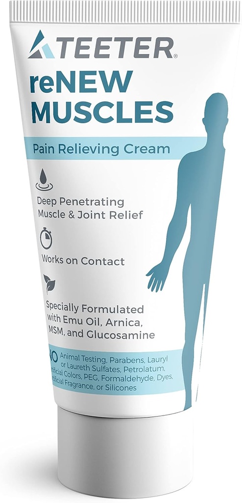 TEETER Renew - Muscle & Joint Pain Cream mit Emu Oil, MSM, Arnica, Boswellia Serrata Glucosamine (2,5 oz)