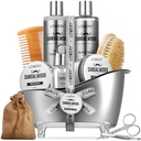 Herren Geschenke, Sandalwood Bart Grooming Kit, Herren Grooming Kit für Freund Papa, Ihn, 11pc Bart Richter für Männer Bart Pflege, Bart Wachstum und Trimming Geschenk, Bart Wash Growth Oil &amp; Mehr