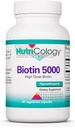 Nutricology Biotin 5000 Supplement - 5000mcg Biotin, Vitamine für Haare, Haut und Nägel, hohe Dosierung, vegetarische Kapseln, Allergiker, Glutenfrei - 60 Zähler