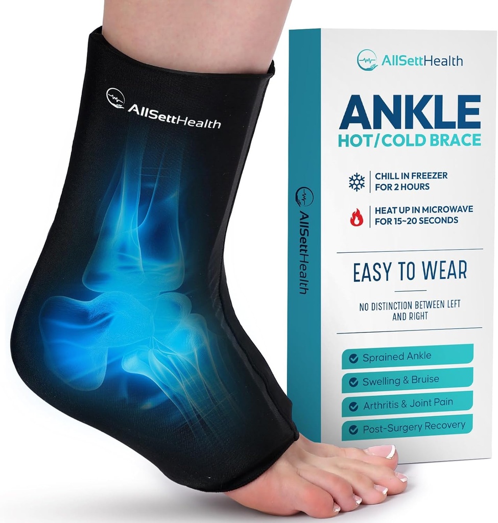 Knöchel-Eis-Pack Wrap für Schwellung - Hot/Cold Therapy Ice Wrap für Fuß Schmerzlinderung, Fersenschmerzen Relief, Plantar Fasciitis, Achilles Tendonitis Relief, Verstopfte Knöchelkompression, Small/Medium