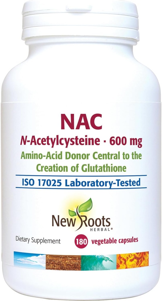 NEW ROOTS HERBAL NAC Supplement N-AcetylCysteine | 45-Day Supply | NAC 600mg per Serving | Vegan Friendly | Non-GMO | Gluten Free (180 Vegetable Capsules)