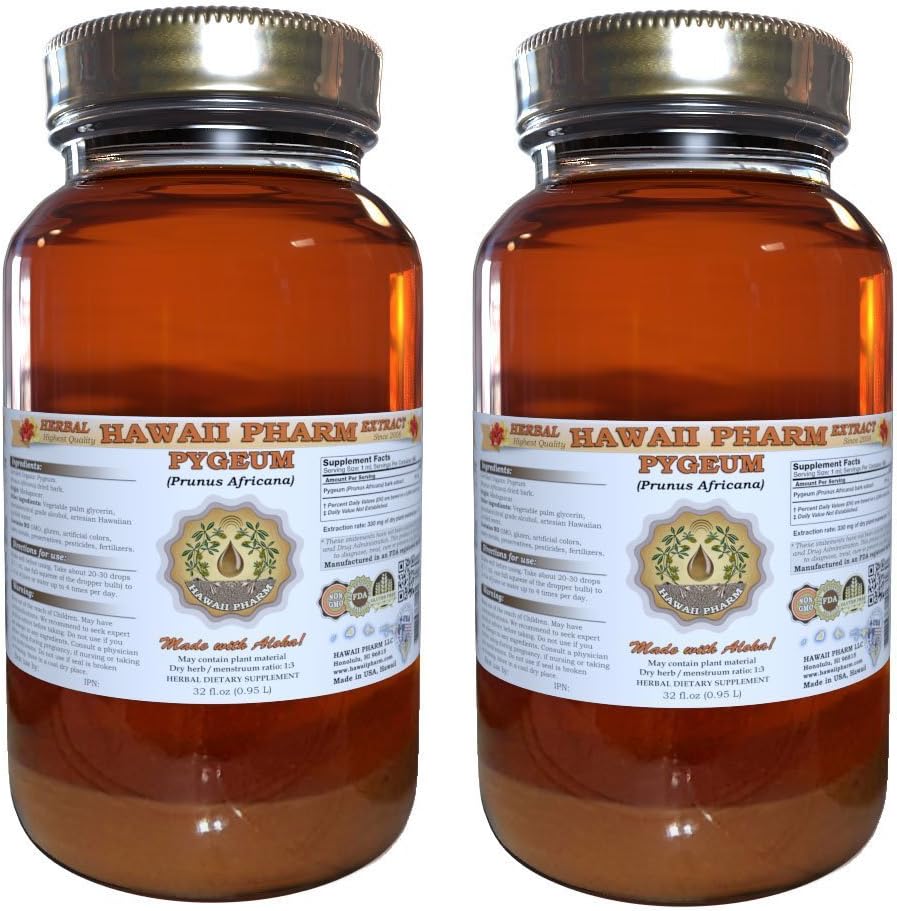 Pygeum Liquid Extract, Pygeum (Pygeum Africanum) Tinktur, Kräuterergänzung, Hawaii Pharm, Made in USA, 2x32 fl.oz