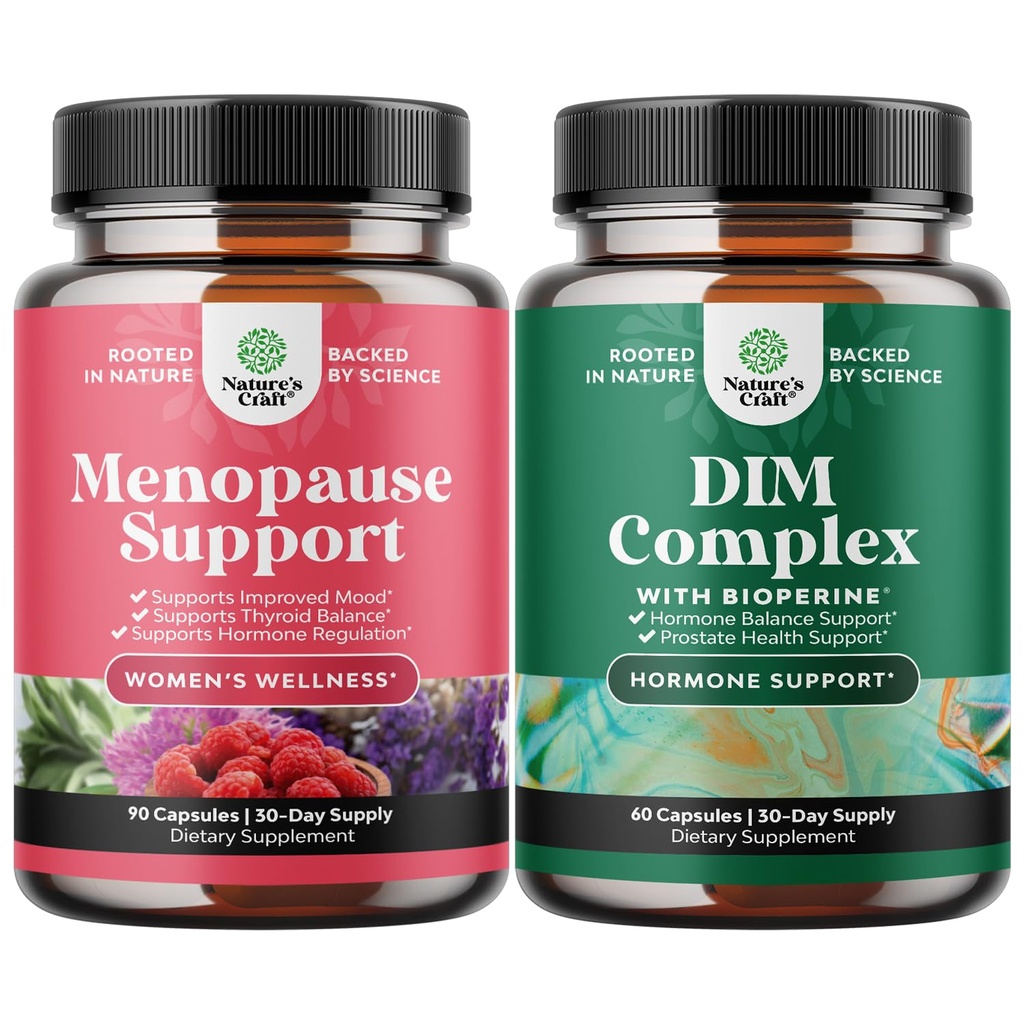 Bundle of Total Menopause Supplement - Hot Flashes Relief - Dong Quai Vitex Chaste Berry und Black Cohosh und Pure DIM mit Bioperine - Diindolylmethan Testosteron Complex mit Broccoli Florets